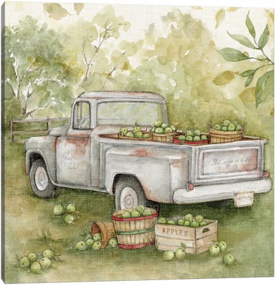 White Apple Truck Canvas Art Print - Susan Winget