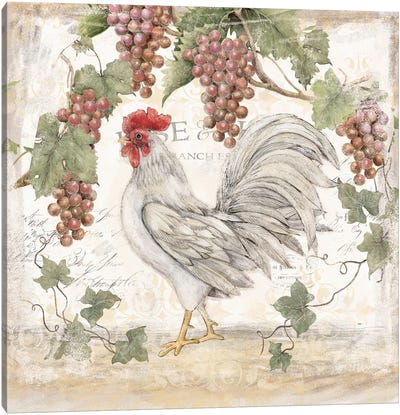 White Rooster Flowers Canvas Art Print - Susan Winget