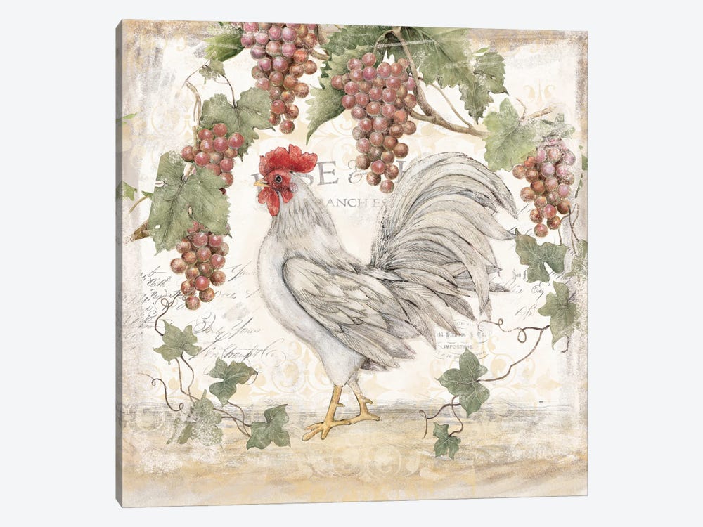 White Rooster Flowers by Susan Winget 1-piece Art Print