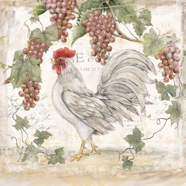 Chickens & Roosters: White Rooster Flowers by Susan Winget