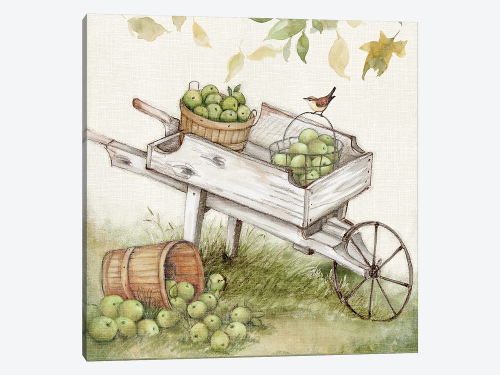 White Wheel Barrow Apples by Susan Winget 1-piece Canvas Wall Art