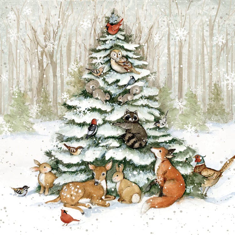 Wood Land Animals Tree Art Print by Susan Winget | iCanvas