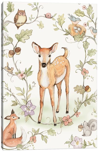 Woodland Deer Panel Canvas Art Print - Susan Winget