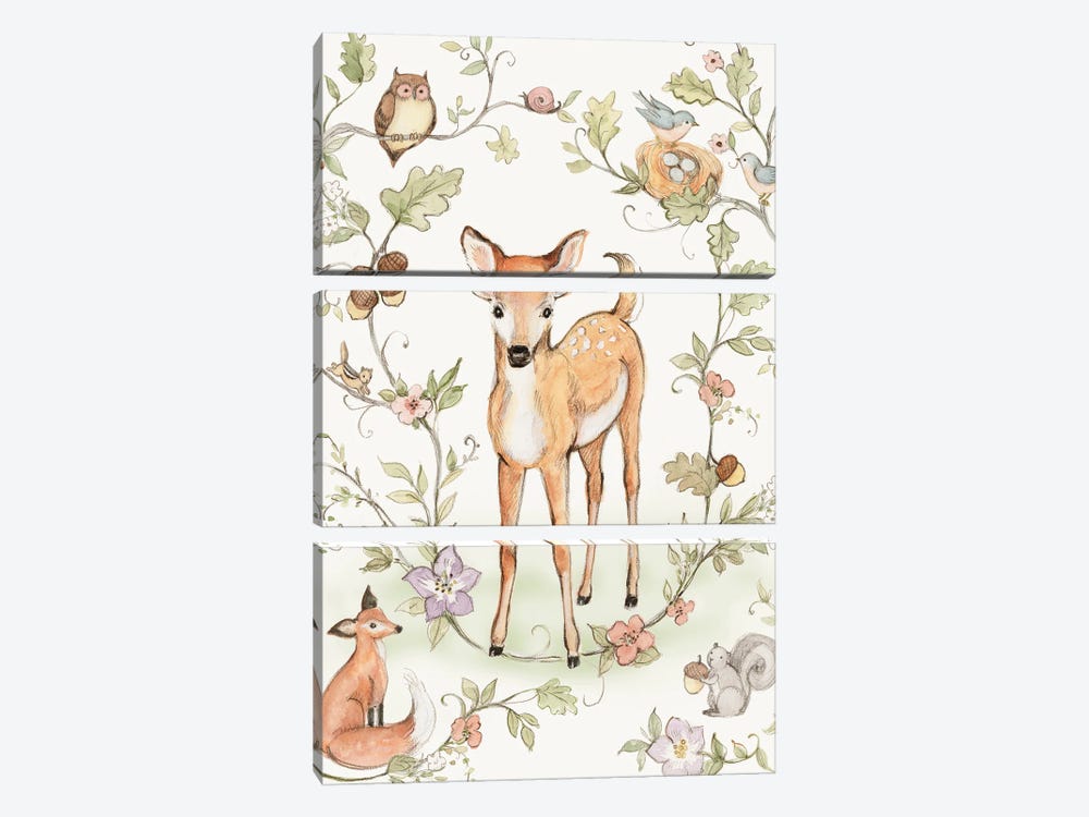 Woodland Deer Panel by Susan Winget 3-piece Art Print