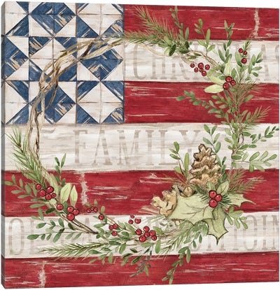 Wreath Canvas Art Print - American Flag Art