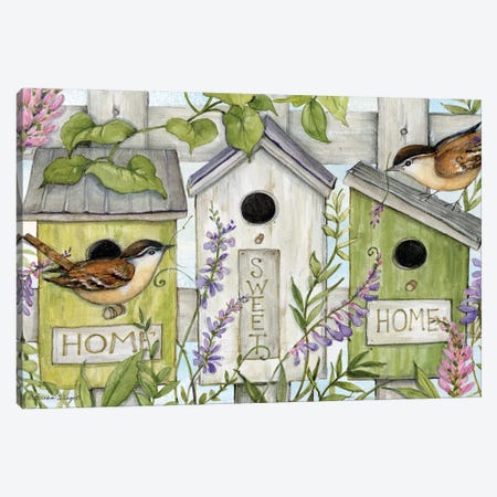 Birdhouses Vines-Horizontal Canvas Print #SWG26} by Susan Winget Canvas Art Print