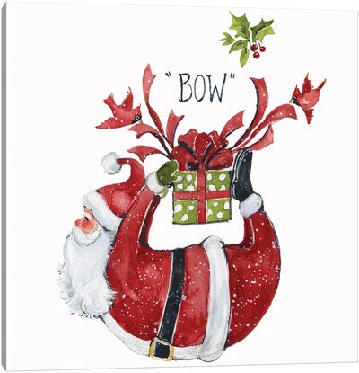 Bow Santa With Snow Canvas Art Print - Santa Claus Art