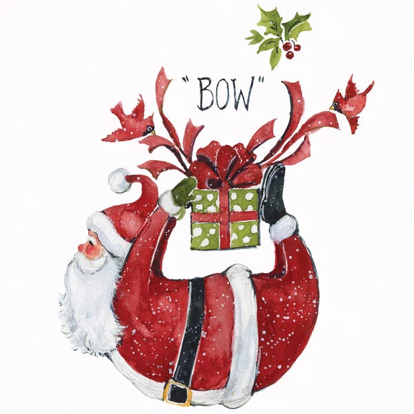 Susan Winget: Bow Santa With Snow by Susan Winget