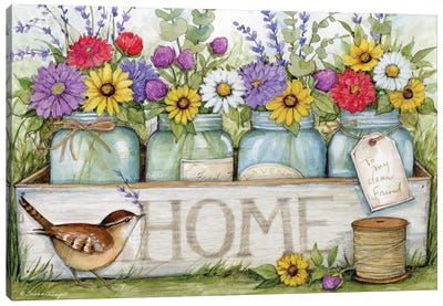 Box Of Flower Jars Home Canvas Art Print - Gardening Art