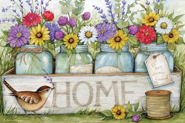 Susan Winget: Box Of Flower Jars Home by Susan Winget