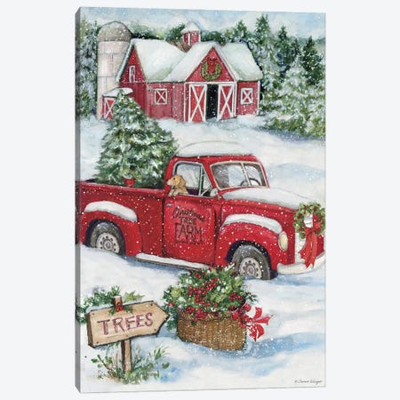Christmas BarnTruck-Vertical Canvas Print #SWG49} by Susan Winget Canvas Artwork