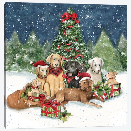 Christmas Dogs Canvas Print #SWG50} by Susan Winget Canvas Art Print