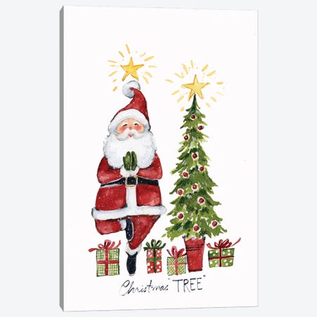Christmas Tree Yoga Santa Snow Canvas Print #SWG51} by Susan Winget Canvas Print