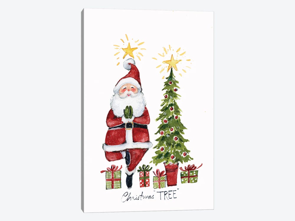 Christmas Tree Yoga Santa Snow by Susan Winget 1-piece Art Print