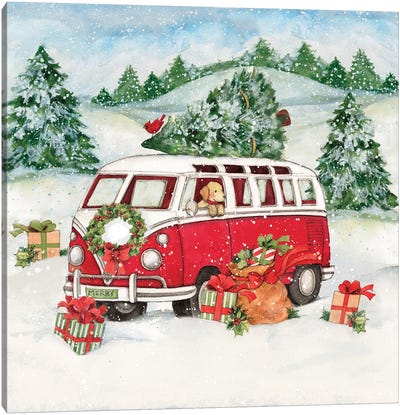 Christmas Van Canvas Art Print - Volkswagen