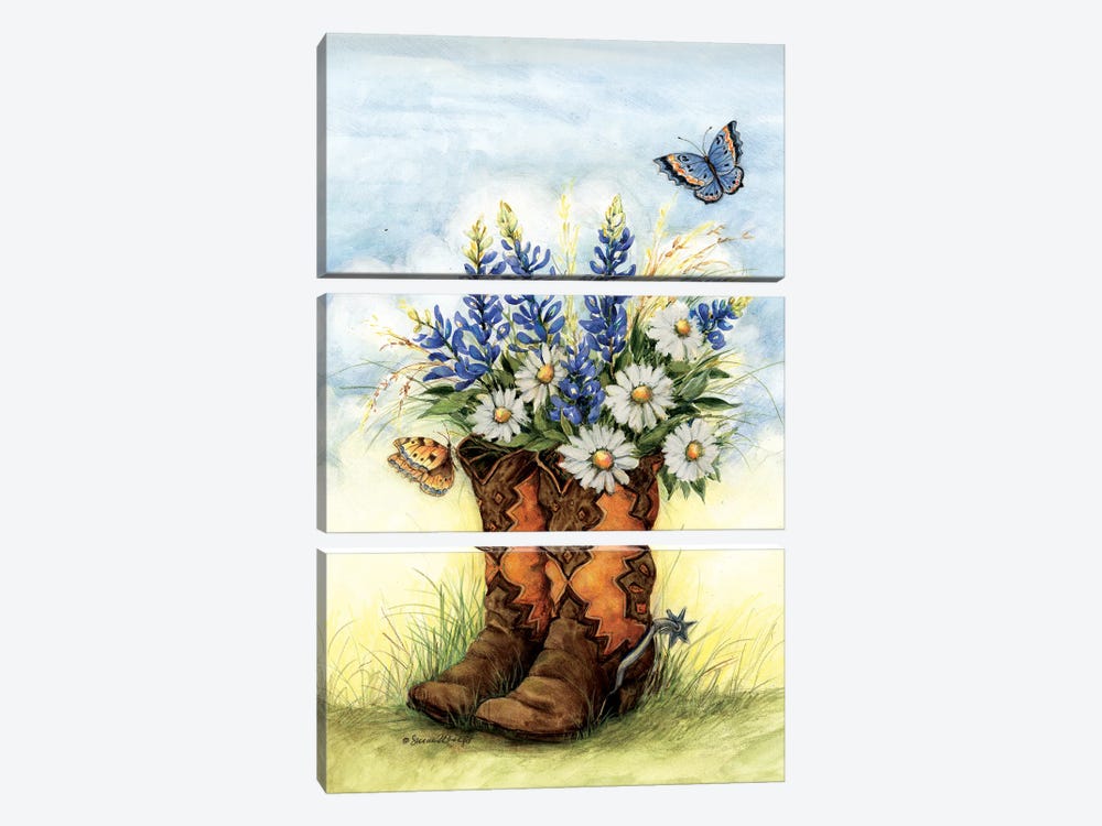 Cowboy Boots-Blue Sky by Susan Winget 3-piece Art Print