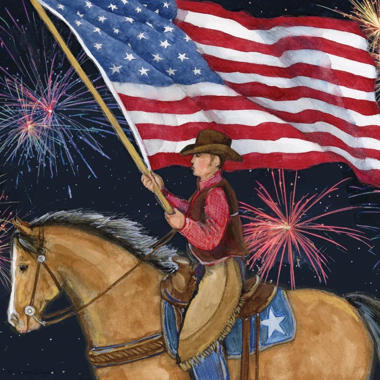 Cowboy Flag Horse Fireworks