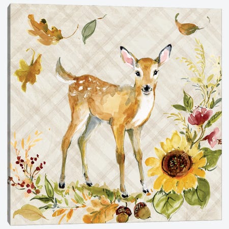 Deer And Sunflower Canvas Print #SWG65} by Susan Winget Art Print