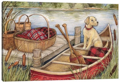 Dog Canoe Canvas Art Print - Susan Winget