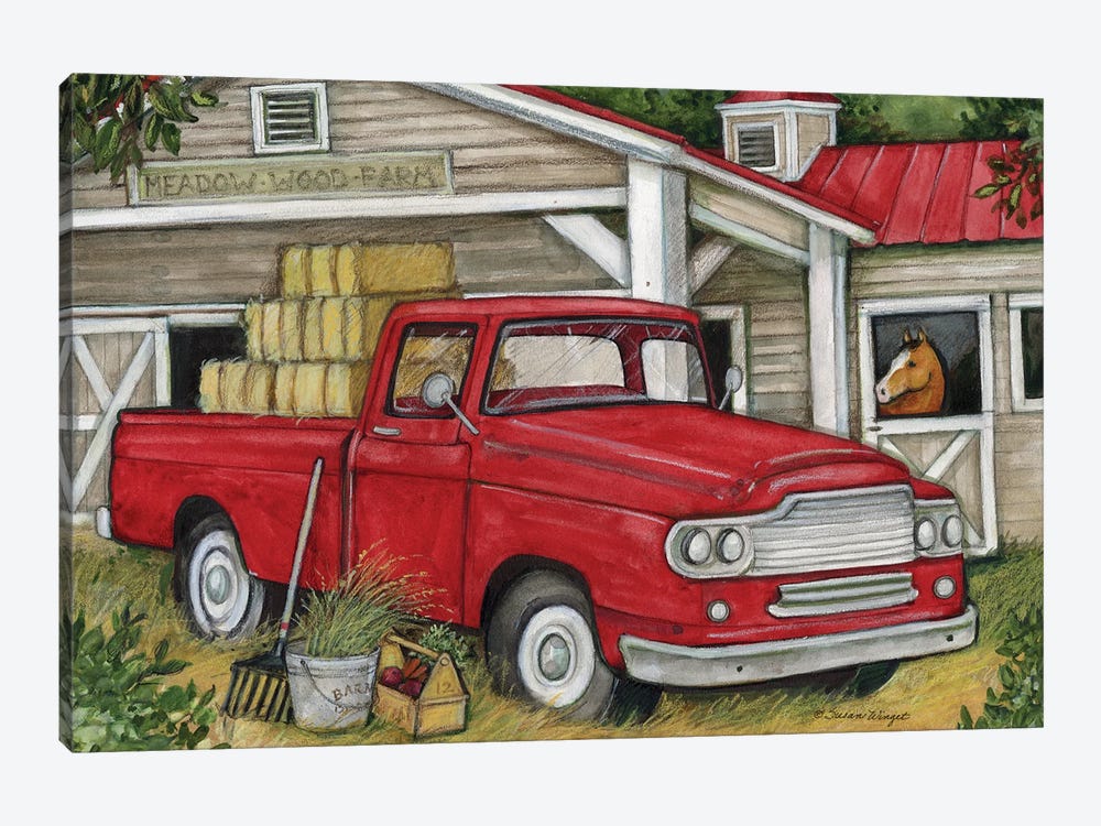Barn Red Truck by Susan Winget 1-piece Canvas Art