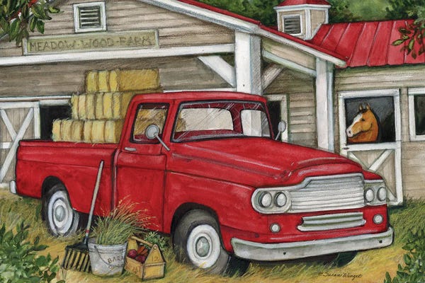 Susan Winget: Barn Red Truck by Susan Winget