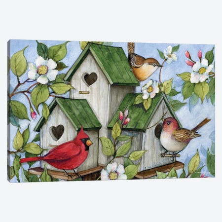 Dog Wood Bird Houses Canvas Print #SWG73} by Susan Winget Canvas Print