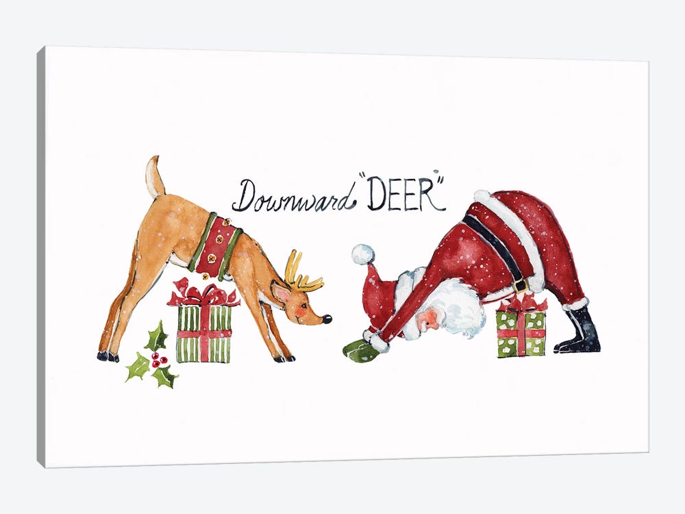 Downward Deer Yoga Santa by Susan Winget 1-piece Canvas Wall Art