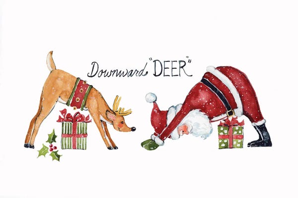 Susan Winget: Downward Deer Yoga Santa by Susan Winget