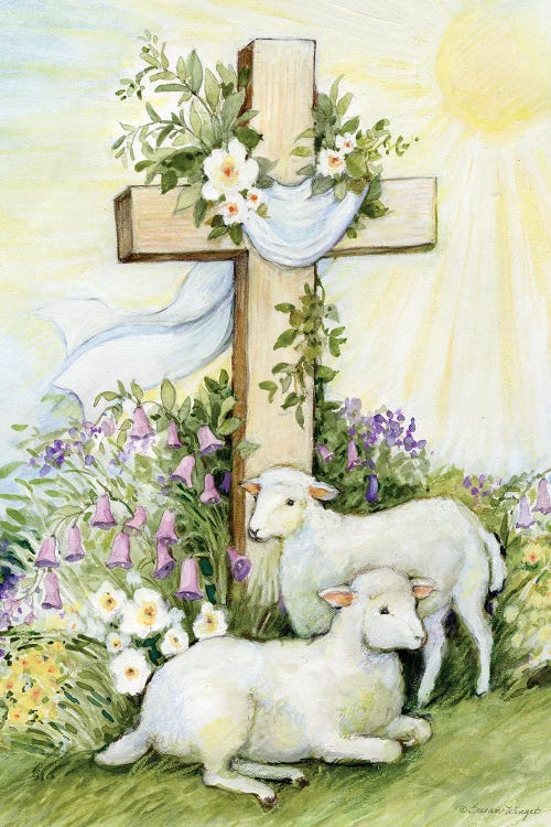 Easter CrossLamb-Vertical by Susan Winget wall art