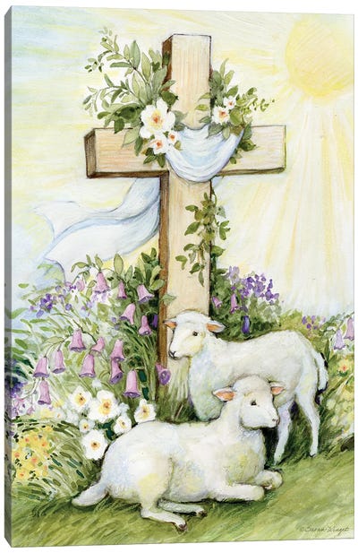 Easter CrossLamb-Vertical Canvas Art Print - Sheep Art