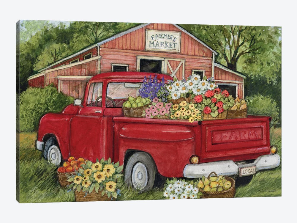 Farmers Market Flowers Truck by Susan Winget 1-piece Canvas Art Print