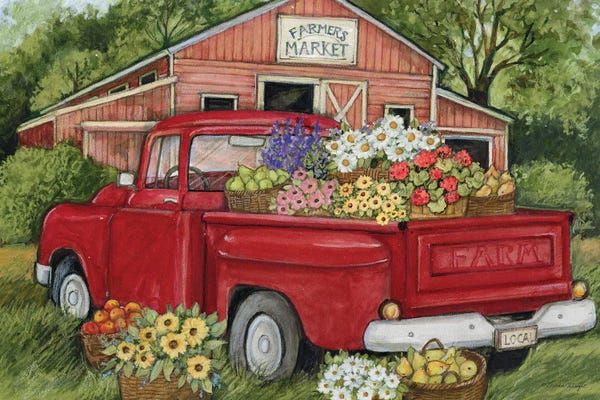 Susan Winget: Farmers Market Flowers Truck by Susan Winget