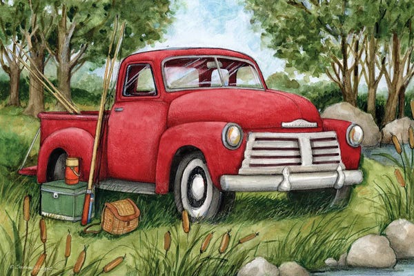 Susan Winget: Fishing Red Truck by Susan Winget