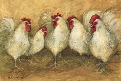 Five Roosters by Susan Winget acrylic art print