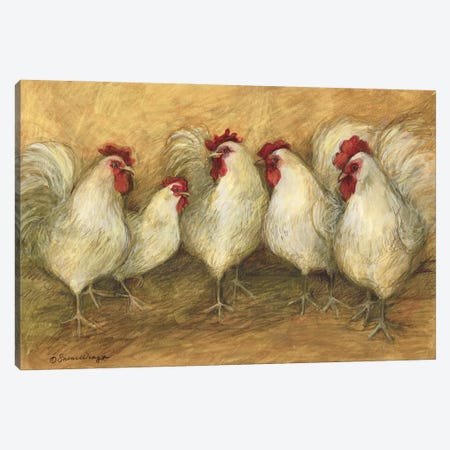 Five Roosters Canvas Print #SWG85} by Susan Winget Canvas Print