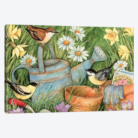 Flower Garden Pots Canvas Print #SWG89} by Susan Winget Canvas Wall Art