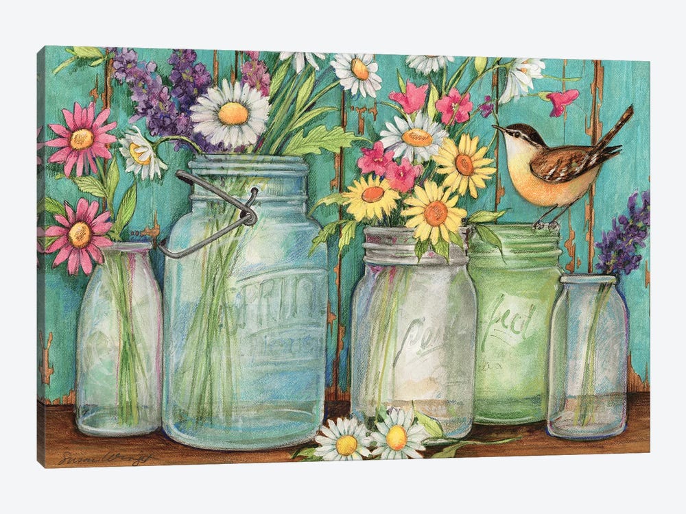 Flower Jars-Horizontal by Susan Winget 1-piece Canvas Wall Art