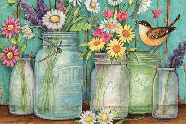 Susan Winget: Flower Jars-Horizontal by Susan Winget