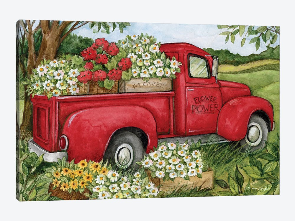 Flower Red Truck by Susan Winget 1-piece Canvas Art Print