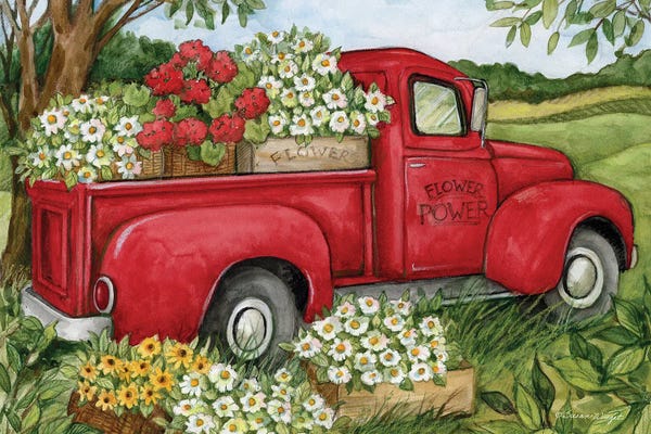 Susan Winget: Flower Red Truck by Susan Winget