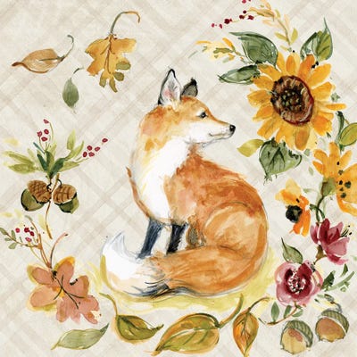 Fox And Leaves by Susan Winget framed wall art