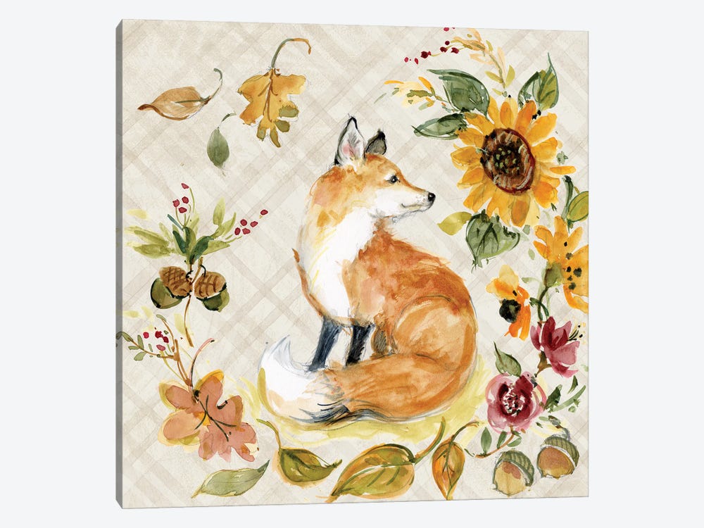 Fox And Leaves by Susan Winget 1-piece Canvas Print