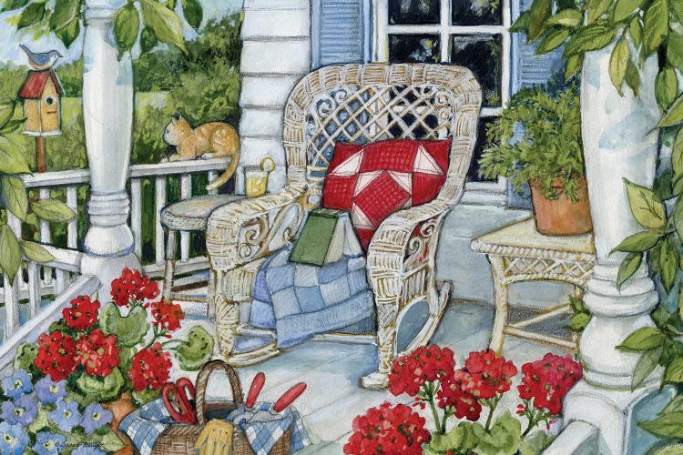 Front Porch With White Rocker by Susan Winget wall art