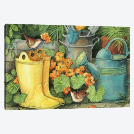 Garden Boots Canvas Print #SWG97} by Susan Winget Canvas Artwork