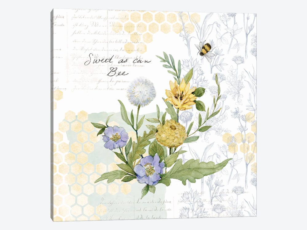 Bee Florals I by Susan Winget 1-piece Canvas Print
