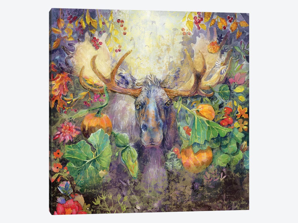 Moose In The Pumpkins by Evelia Designs 1-piece Canvas Wall Art