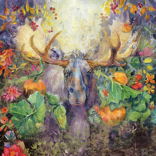 Moose: Moose In The Pumpkins by Evelia Designs