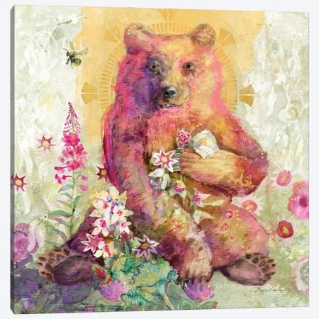 Rose The Bear Canvas Print #SWH14} by Evelia Designs Art Print