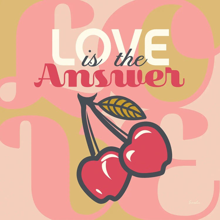 Love Is The Answer Cherries by Evelia Designs wall art
