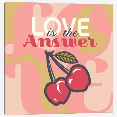 Love Is The Answer Cherries Canvas Print #SWH5} by Evelia Designs Canvas Art